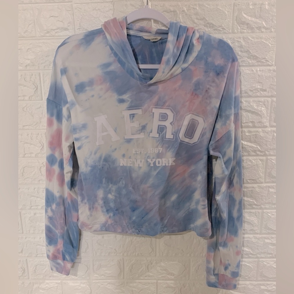 AERO 1987 NEW YORK Tie Dye CROPPED PULLOVER HOODIE | Artsy | Music Concert | Bea
